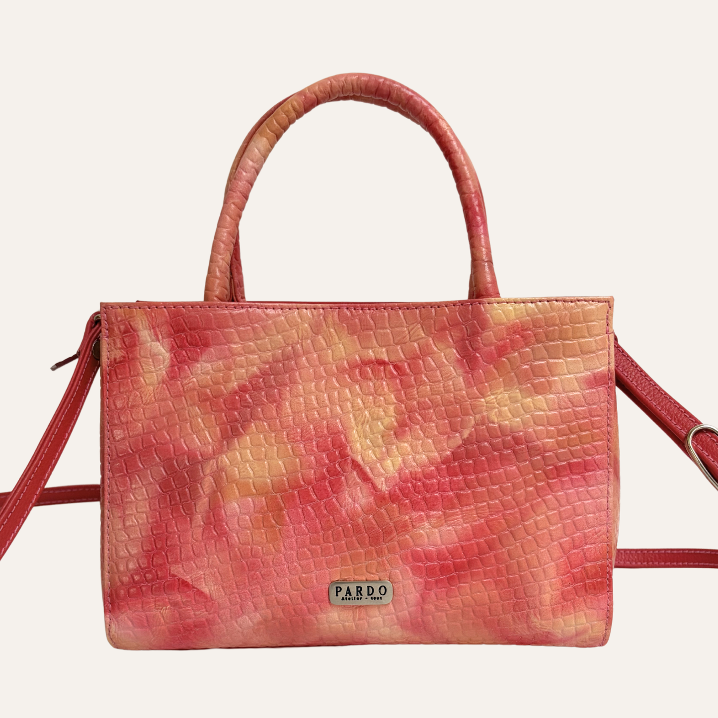 Cartera clasica estucturada salmón marmolado