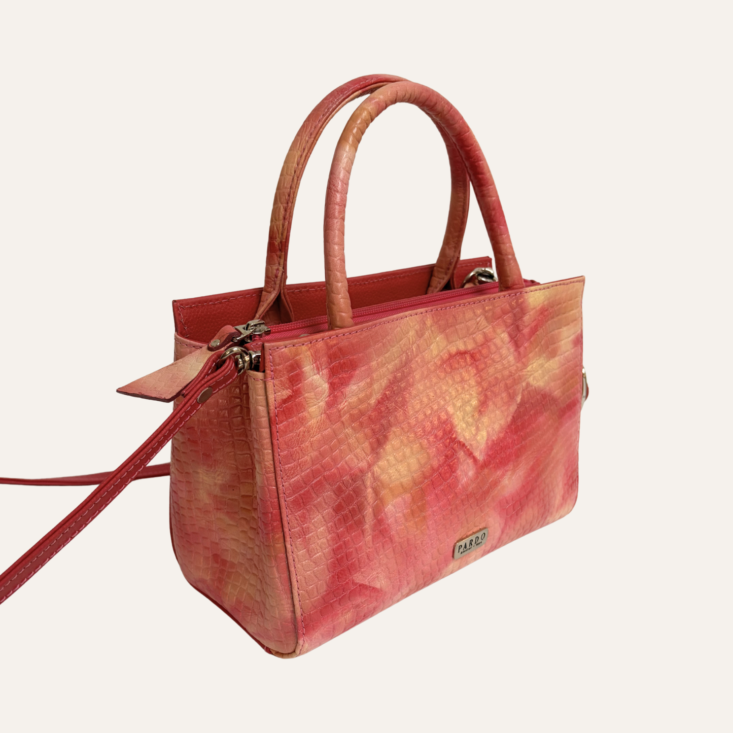 Cartera clasica estucturada salmón marmolado