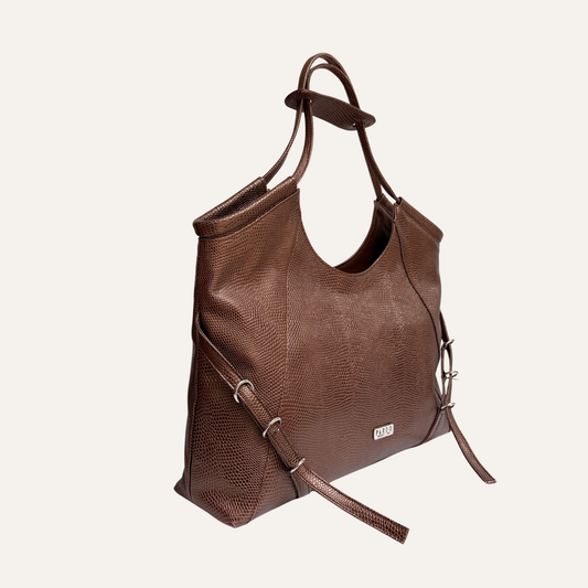Tote hebillas grande cobre metalizado