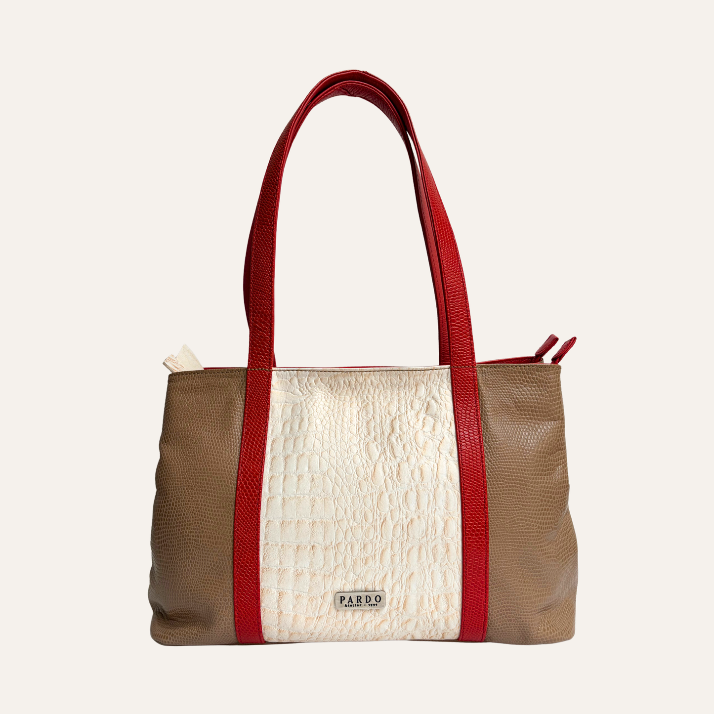 Tote mediano franjas rojas