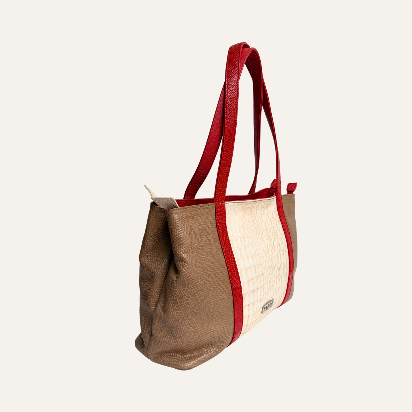 Tote mediano franjas rojas