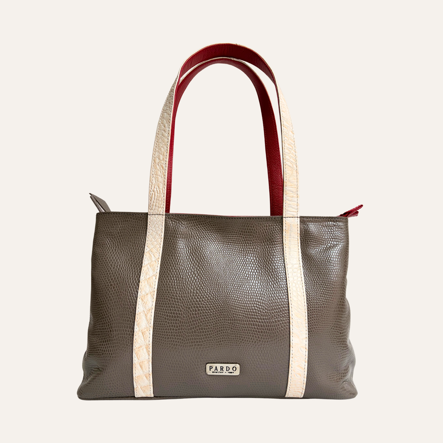 Tote mediano franjas marfil