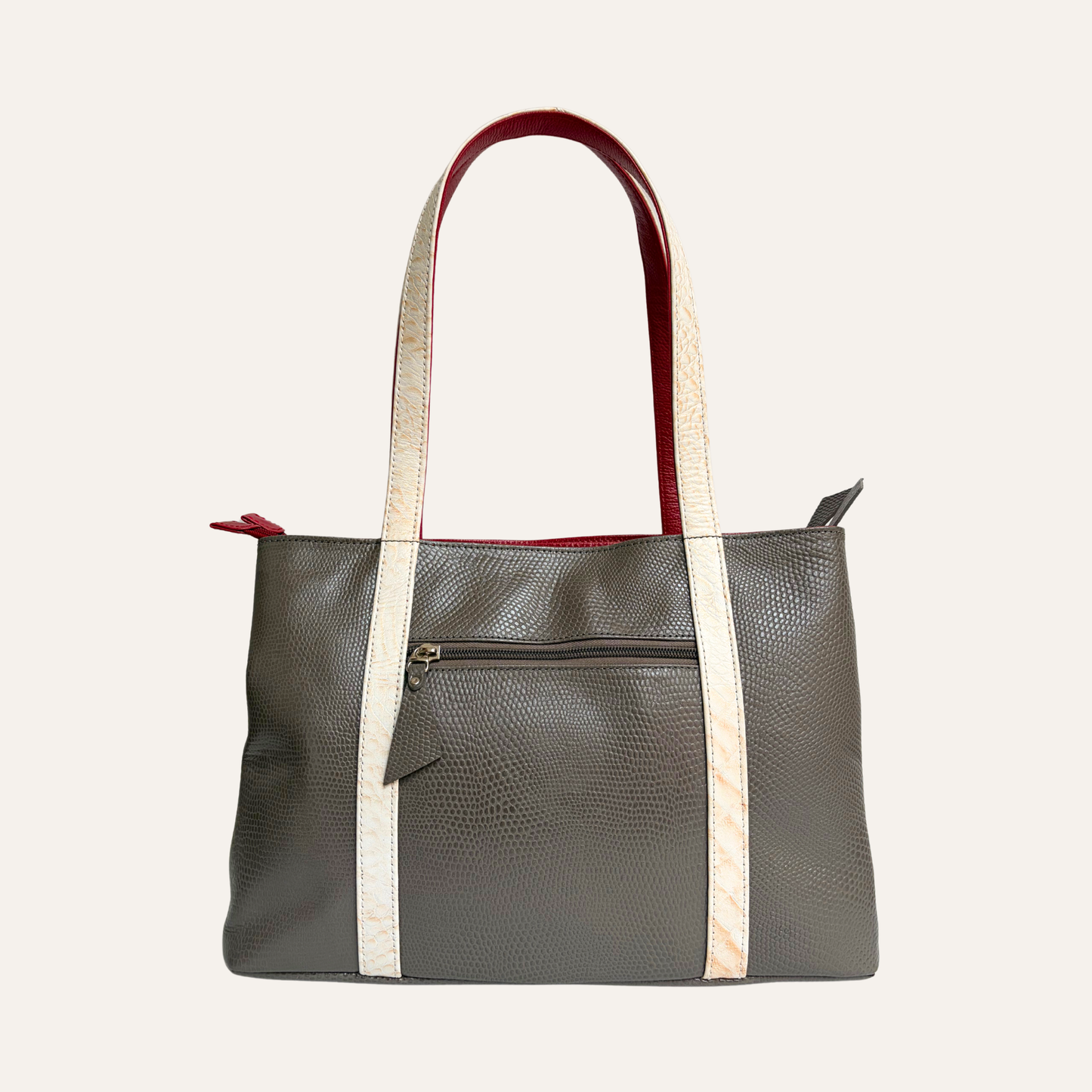 Tote mediano franjas marfil